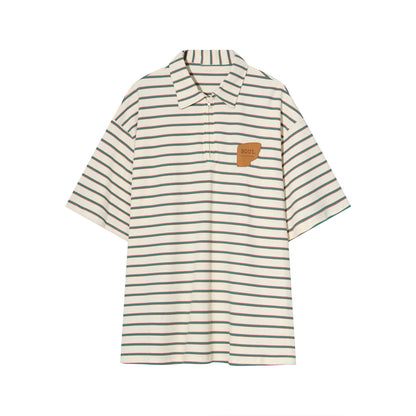 Stripe Zip Polo Shirt