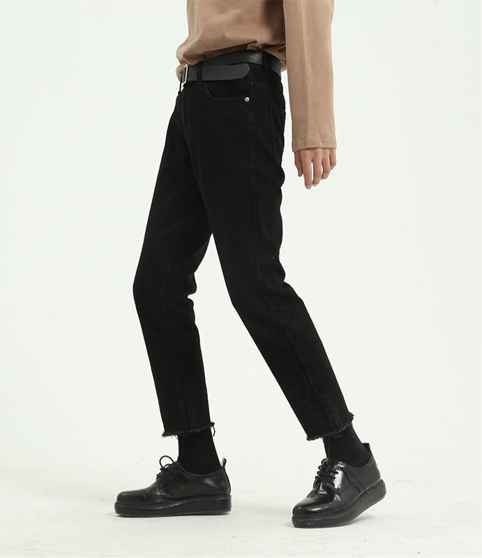 Raw Edge Pencil Jeans