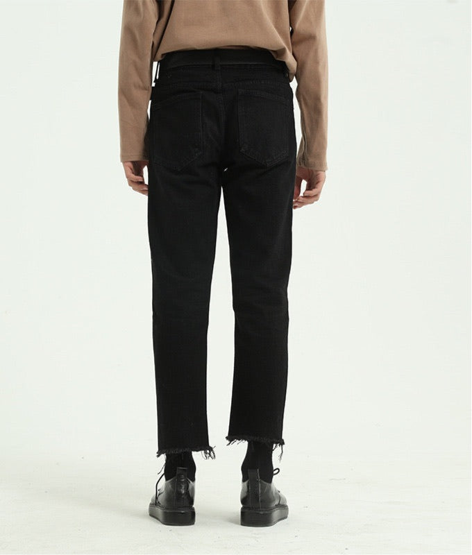 Raw Edge Pencil Jeans